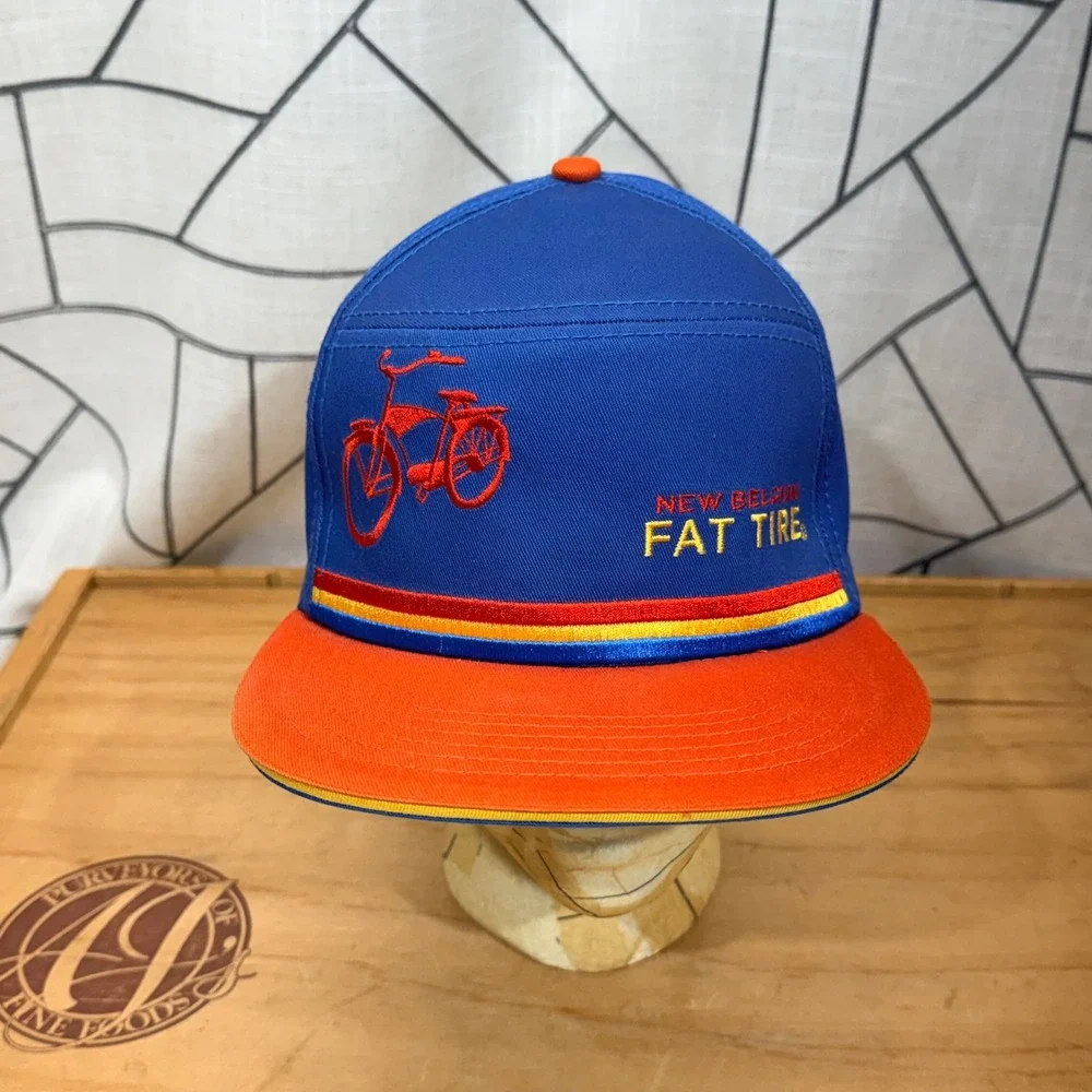 New Belgium Fat Tire Hat Mens OSFA Blue Orange Excellent Snapback‎ Bicycle Cap